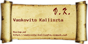 Vaskovits Kalliszta névjegykártya